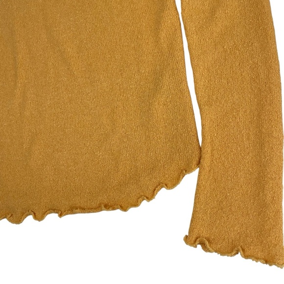 Free People FP Beach Mustard Yellow Scalloped Hem Sweater - Picture 8 of 12
